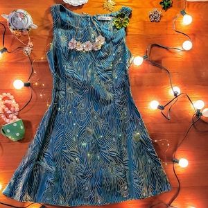 Modcloth peacock embroidery vintage feel dress